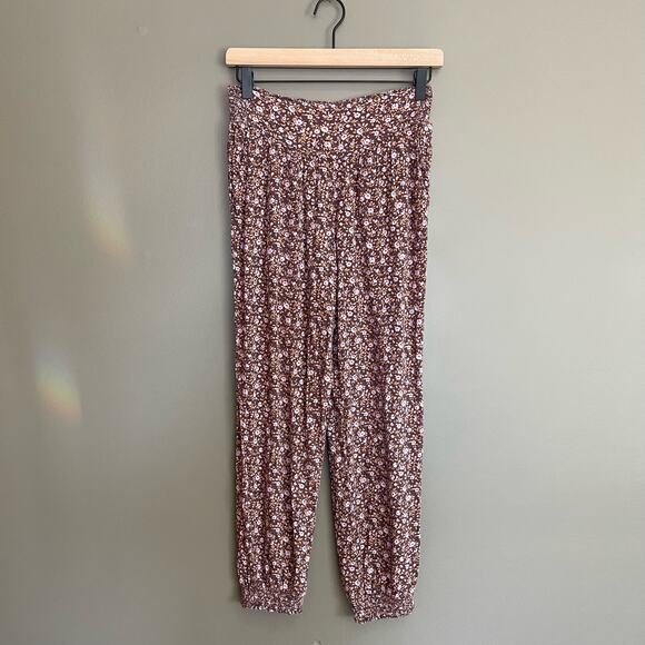 Aerie Homebody Jogger Pants Lightweight Size XS Casual Comfortable Mauve Floral - Picture 5 of 16